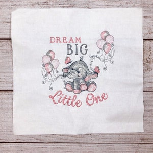 Custom Embroidered Baby Quilt Block: Personalized Cotton Square (14 inch)