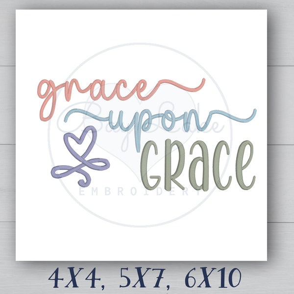 Grace Upon Grace Christian Motif Scripture Design Bible Verse Religious Embroidery Digital Instant Download Spiritual Pattern