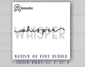 Machine embroidery font Whisper font trio bundle native BX font satin stitch Embrilliance  custom digitized font alphabet numbers swash