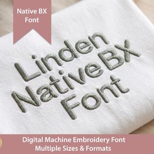 Linden Native BX-typsnitt | Maskinbroderialfabet, storleksjusterbart från 1/4 tum till 8 tum Native BX