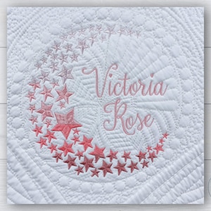 Custom baby quilt, Personalized blanket, Moon and stars ombre, New Baby name monogram gift