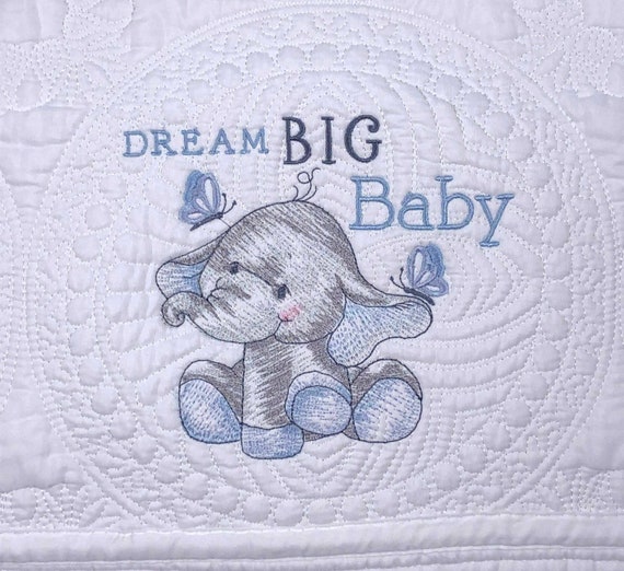 Baby Elephant Quilt Personalized Baby Blanket Embroidered Etsy