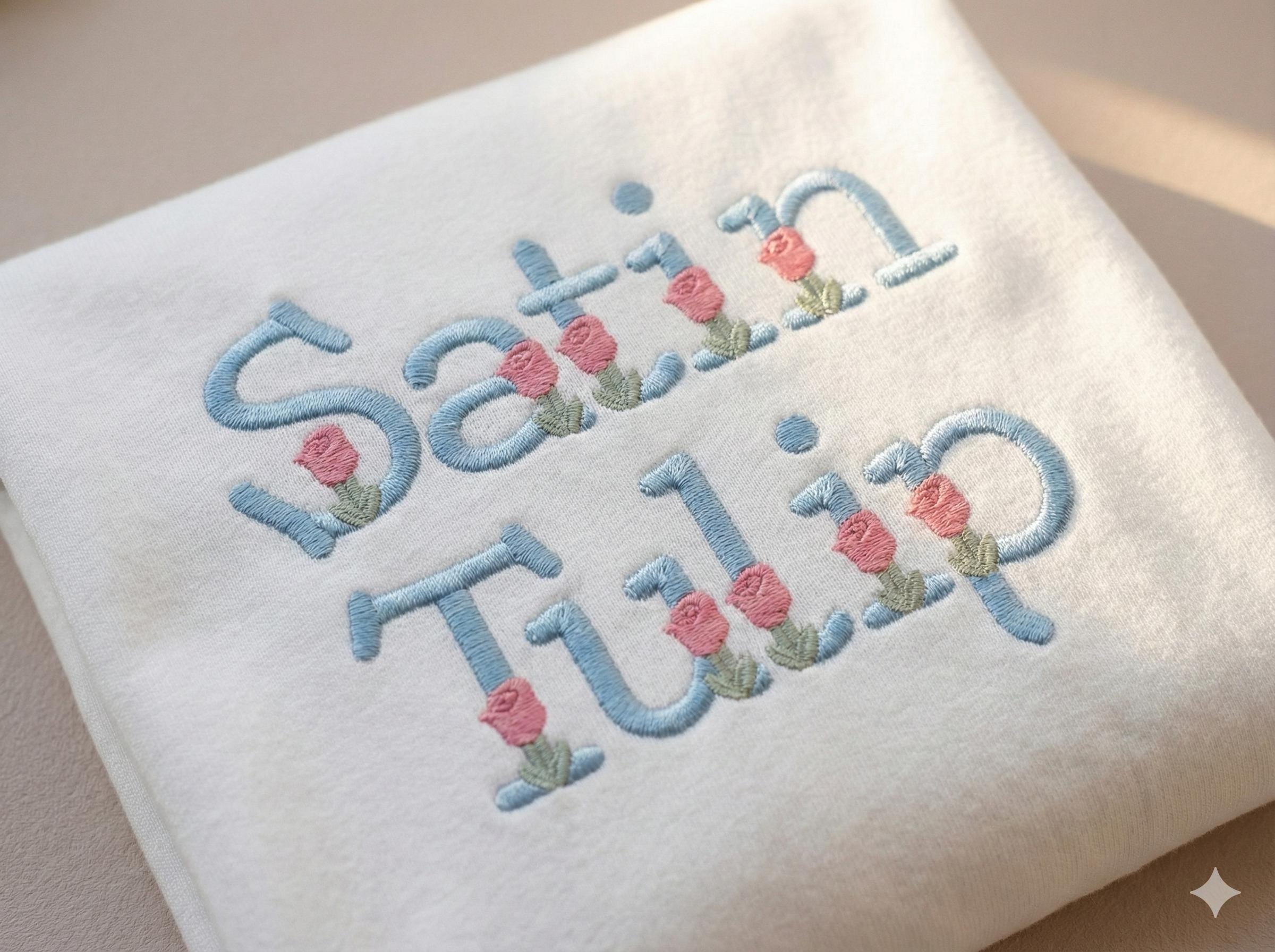 Satin Tulip Embroidery Font: Floral Native BX Stitch File (instant