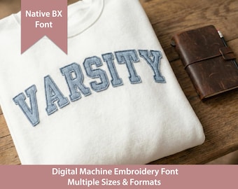  Academy Bean Stitch Applikation Schrift: Native ONE B xs + Stichdateien (Digitaler Download)