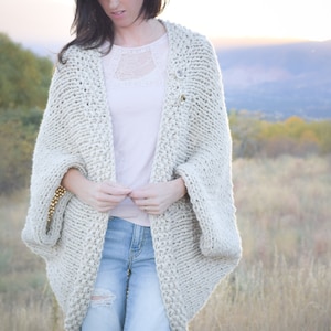 Knit Sweater Pattern, Knit Blanket Sweater, Knitting Pattern Shrug, Knitting Pattern Easy, Knitting Pattern White, Easy Cardigan image 1