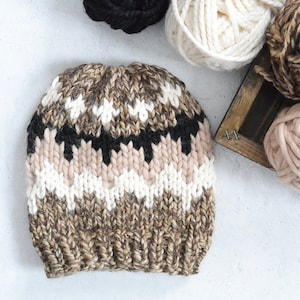 Winter In Vermont Hat, Viral Mittens Beanie, Fair Isle Knit Hat Pattern, Chunky Knit Hat Pattern