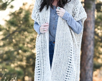 Winterfest Ruana Crochet Pattern, Long Poncho Crochet Pattern, Easy Crochet Vest Pattern, Ruana Duster Crochet Pattern, Modern Pattern