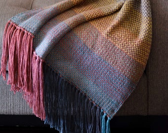 KNIT "Woven-Look" Throw Blanket Knitting Pattern, Colorful Blanket Knit Pattern, Easy Knit Baby Blanket, Linen Stitch Blanket