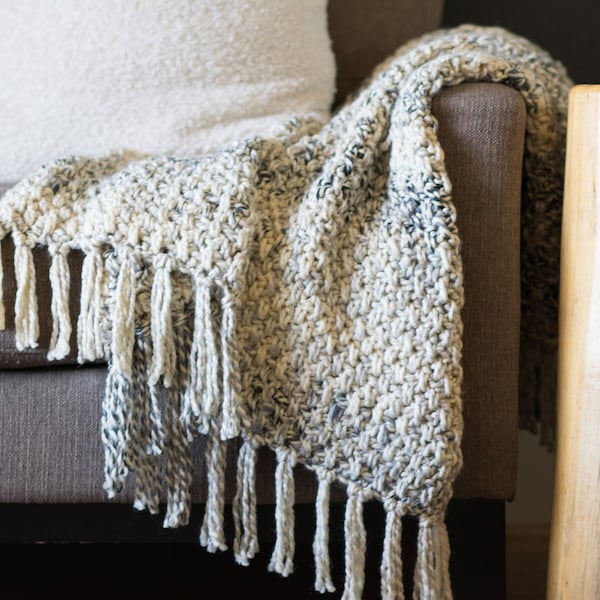 Chunky Crochet Throw Blanket Pattern, Lodge Throw Blanket Crochet Pattern, Quick Crochet Throw Blanket, Super Bulky Crochet Blanket