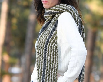 Stripey Light Bias Wrap Knitting Pattern, Beginner Knit Scarf Pattern, Striped Light Knit Scarf Pattern, Easy Diagonal Stripes, Modern Wrap