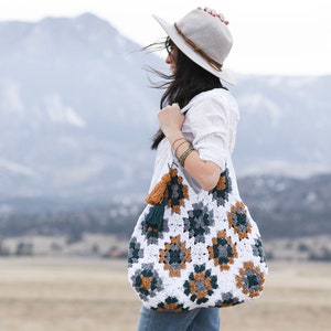 Magnolia Tote Bag Crochet Pattern, Granny Square Bag Crochet Pattern, Easy Tote Crochet Pattern, Vintage Bag Pattern, Cotton Crochet Tote