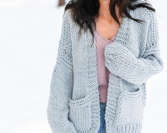 Moonbow Slouchy Strickjacke Muster, einfach stricken Pullover Muster, Oversized Pullover Strickmuster, Grobstrick Strickjacke, Anfänger Pullover