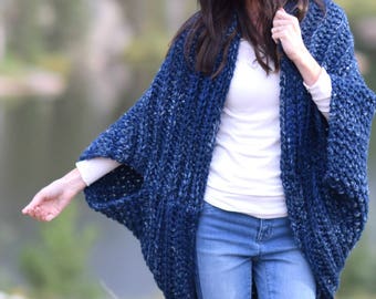 Cocoon, Blanket Sweater, Crocheted Cacoon Pattern, Crocheted Shrug, Easy Cardigan Pattern, Chunky Knit Sweater,