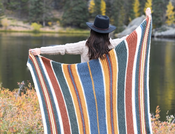 Easy Striped Blanket Knitting Pattern for Hue & Me Yarn — Fifty