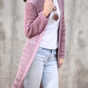 Verano Longline Cardigan Crochet Pattern, Long Sweater Crochet Pattern, Easy Light Cardigan Pattern, Pretty Crocheted Sweater image 2