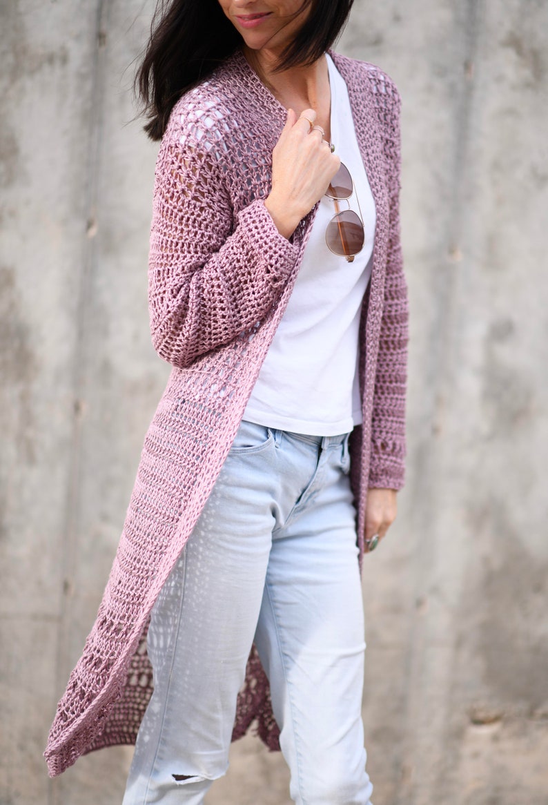 Verano Longline Cardigan Crochet Pattern, Long Sweater Crochet Pattern, Easy Light Cardigan Pattern, Pretty Crocheted Sweater image 2