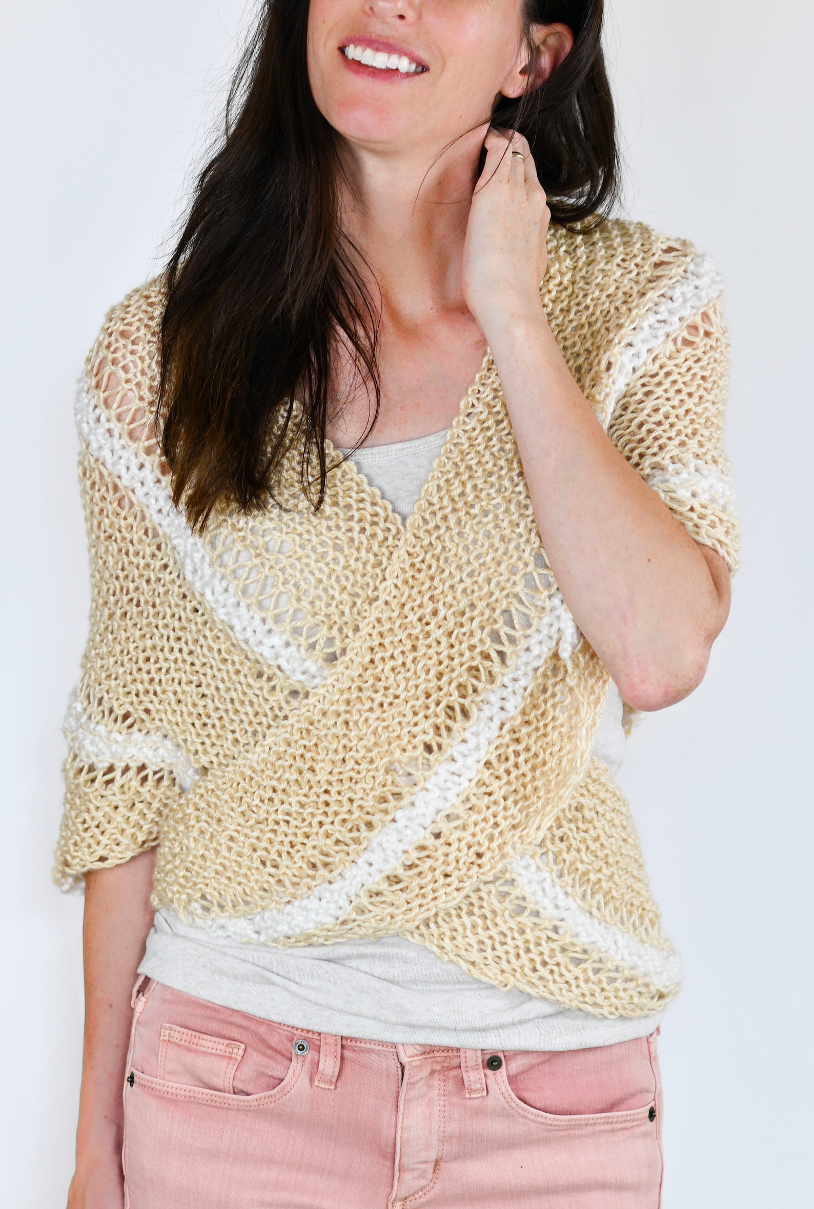 Triangle Wrap Top Knitting Pattern, Beginner Knit Shawl (PDF Pattern ...