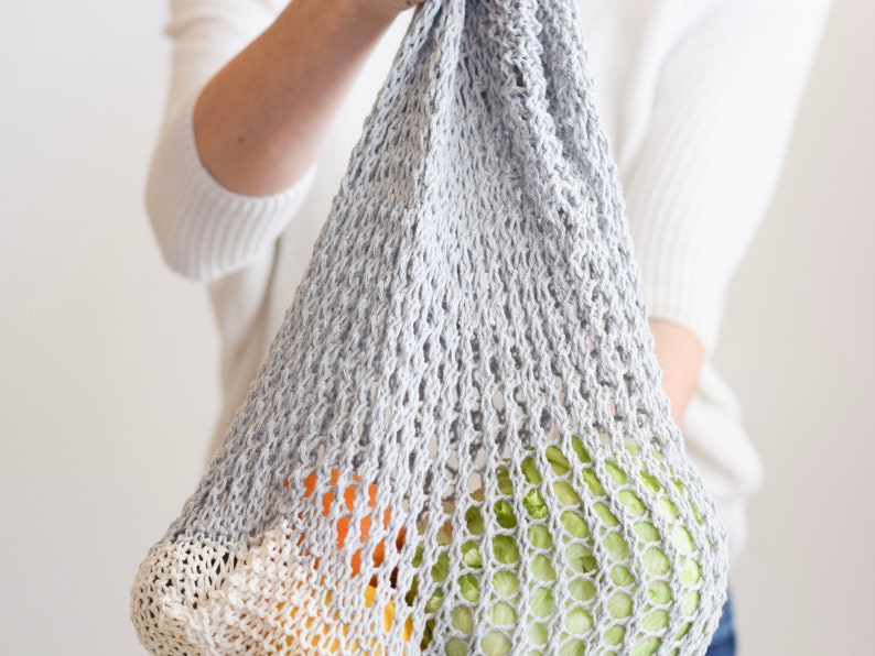 Eco Market String Bag Knitting Pattern Plastic Bag Etsy