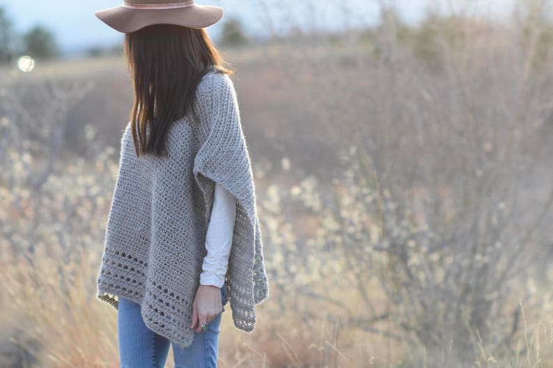 Alpaca Easy Crocheted Poncho Pattern, Taupe Poncho Pattern, Classic Crochet Poncho Pattern, Pretty Crocheted Poncho, Crocheted Top image 4