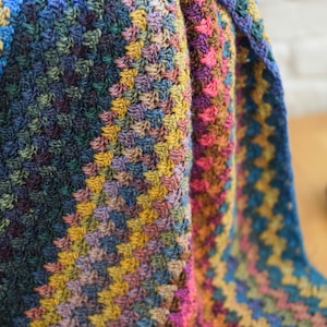 The Mountain Throw Colorful Crochet Blanket Pattern, Granny Spike Stitch Crochet Blanket Pattern, Easy Blanket Crochet Pattern, Striped