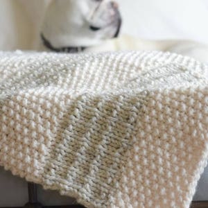 Easy Knit Blanket Pattern, Simple Throw Blanket Knitting Pattern, Modern Knit Blanket Pattern, Pretty Blanket Knitting Pattern image 6