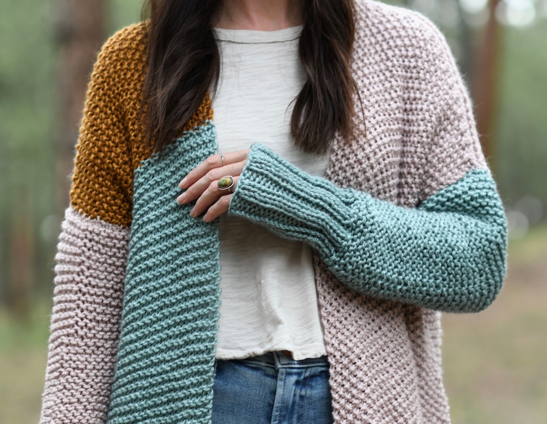 美品★COLOR BLOCK OVER KNIT CARDIGAN BAIMORE Women's Rainbow Knitted Cardigan Multicolor Striped