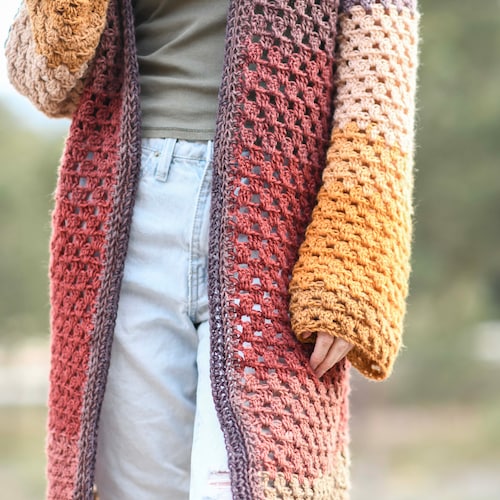 Endless Eyelets Cardigan Crochet Pattern Granny Sweater Etsy Canada