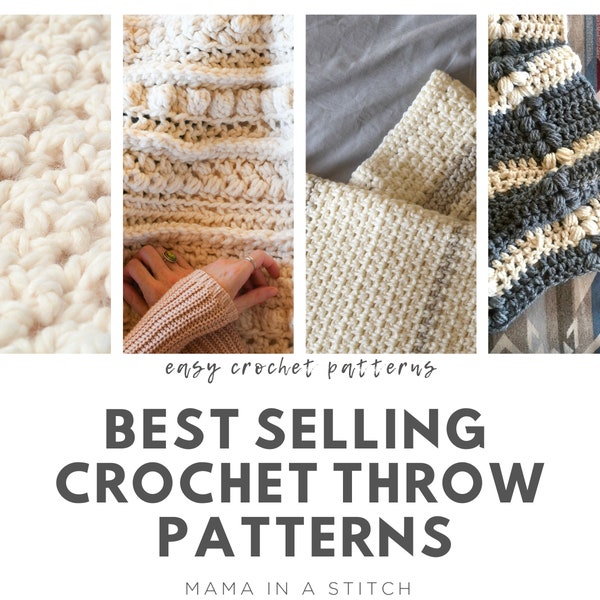 Best Selling Crochet Throw Blanket Patterns, Collection of FOUR Blanket Patterns, Easy Throws, Super Chunky Throw Blanket Patterns
