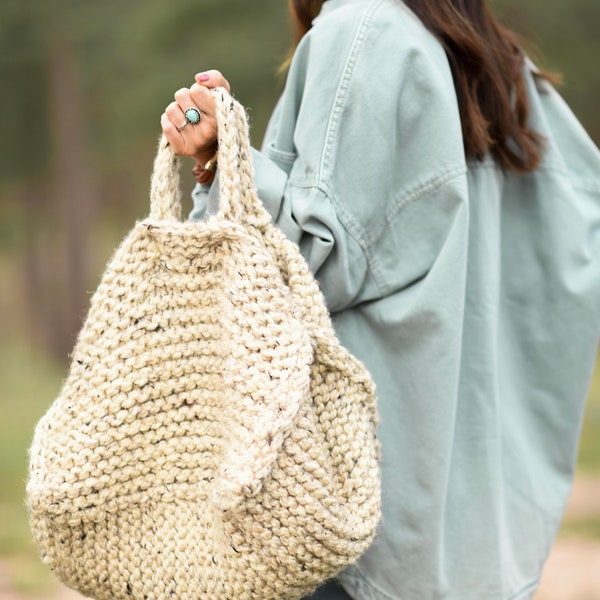 Modèle de tricot de sac fourre-tout facile Glenwood, modèle de sac en tricot rapide, modèle de sac en tricot assez moderne, modèle de sac en tricot épais, fourre-tout débutant