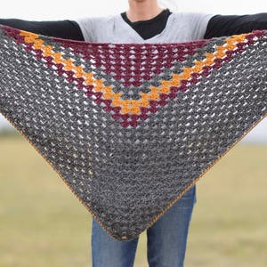 Crocheted Triangle Scarf Pattern, Triangle Shawl Pattern, Easy Crochet Triangle Wrap, Granny Triangle Pattern, Fall Pattern, Winter image 4