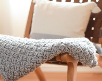 Patrón de manta de crochet con tejido de canasta diagonal (patrón PDF)