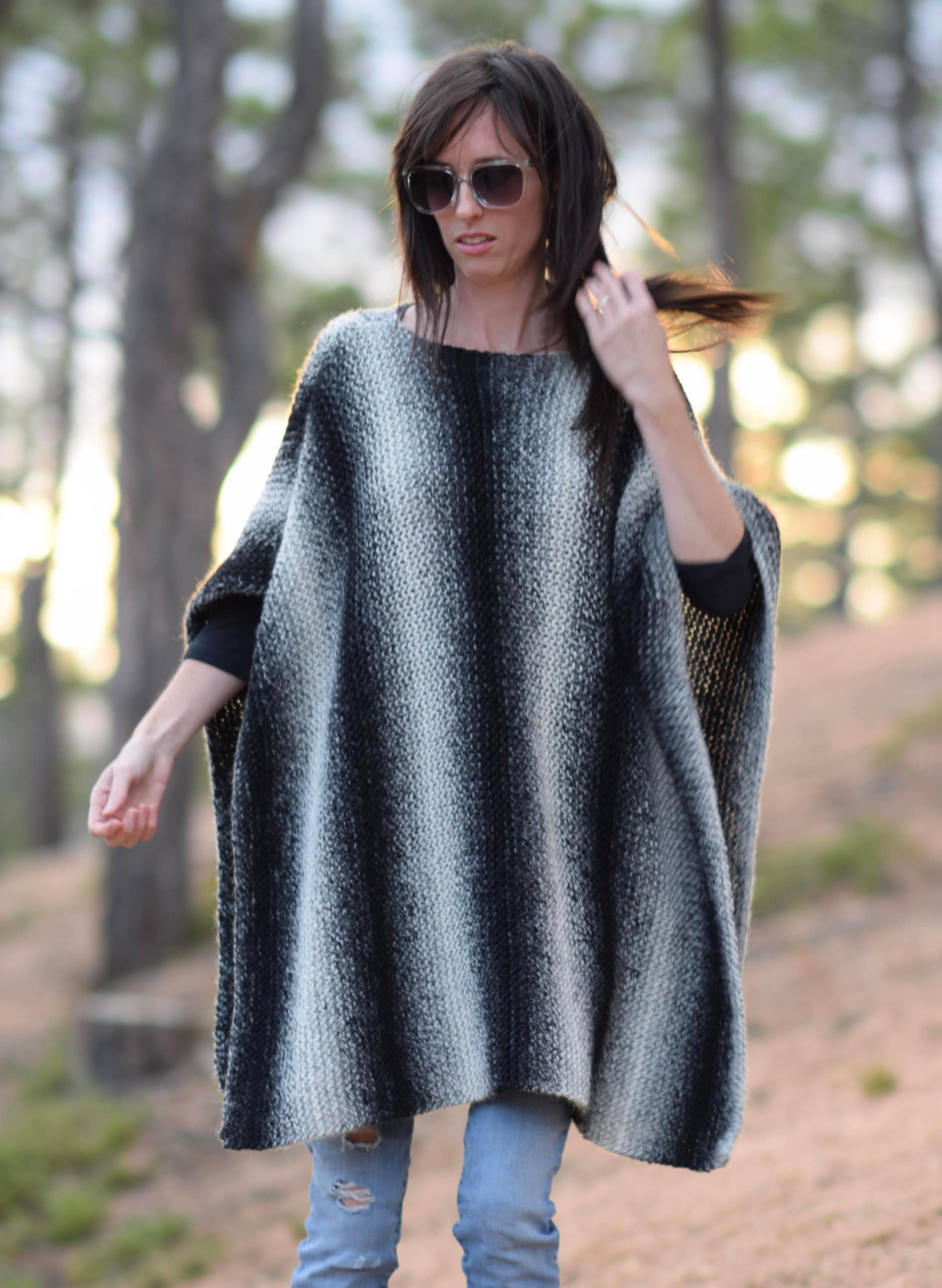 Easy Knit Poncho Pattern Aspen Relaxed Knit Poncho Pattern Etsy
