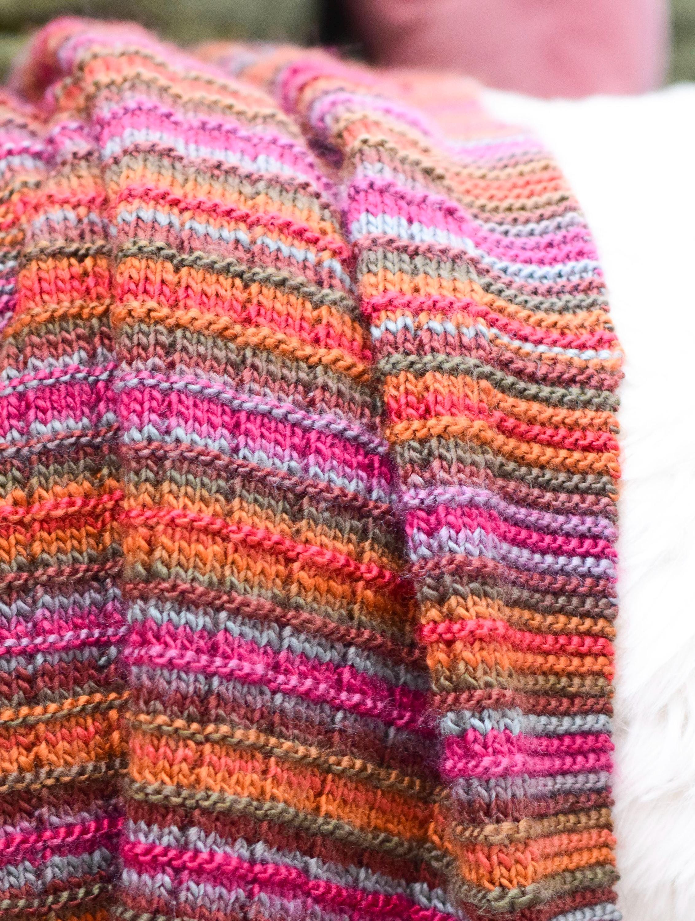 KNIT Colorado Prismatic Blanket Knitting Pattern, Striped Knit