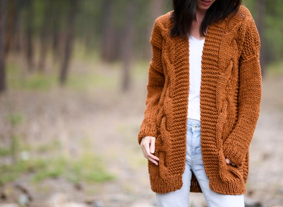 Coziest Cable Cardigan Knitting Pattern, Easy Sweater Knitting Pattern,  Chunky Cables Sweater Pattern, Beginner Cable Knit Sweater -  Canada