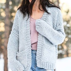 Moonbow Slouchy Knit Cardigan Pattern, Easy Knit Sweater Pattern, Oversized Sweater Knitting Pattern, Chunky Knit Cardigan, Beginner Sweater image 2