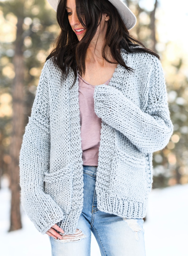 Moonbow Slouchy Knit Cardigan Pattern, Easy Knit Sweater Pattern, Oversized Sweater Knitting Pattern, Chunky Knit Cardigan, Beginner Sweater image 2