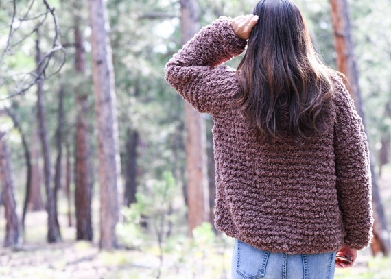 Cozy Sherpa Pullover Knitting Pattern, Easy Chunky Knit Sweater