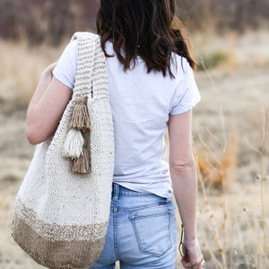 Mohave Slouchy Tote Bag Knitting Pattern, Knit Tote Pattern, Easy Big Knit Bag Pattern, Boho Bag, Summer Tote image 2