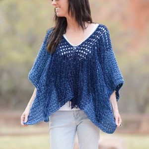 Crochet Poncho Pattern, Summer Crochet Pattern, Easy Crochet Poncho, Boho Poncho Pattern, Azul V Mesh Poncho, Festival Crochet Pattern, Jean