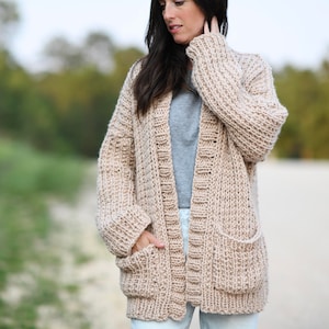 My Big Comfy Ribbed Cardi Knitting Pattern, Easy Knit Sweater Pattern, Ribbed Cardigan Knitting Pattern, Beginner Cardigan Pattern image 2