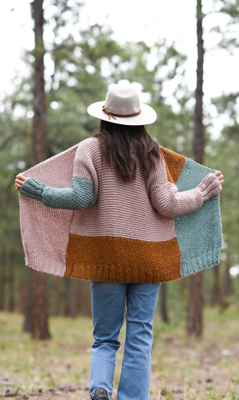 Comfy Colors Colorblock Cardigan Easy Knitting Pattern, Fall Sweater ...