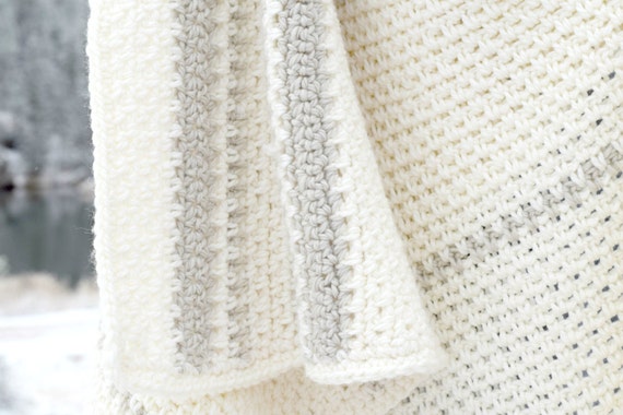 Crochet Afghan Pattern, Wool Blanket Pattern, Winter Blanket Pattern, Easy Crochet Blanket Pattern, Crocheted Afghan, White Afghan, Grey