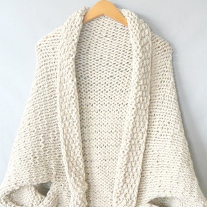 Knit Sweater Pattern, Knit Blanket Sweater, Knitting Pattern Shrug, Knitting Pattern Easy, Knitting Pattern White, Easy Cardigan image 2