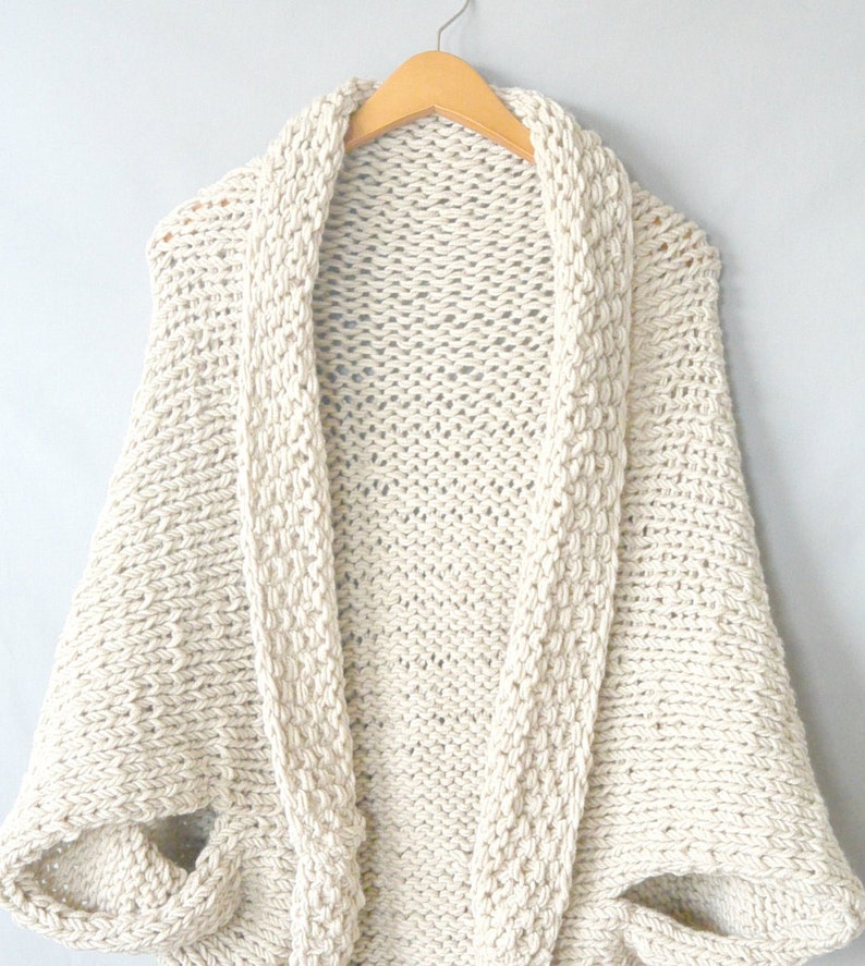 Knit Sweater Pattern, Knit Blanket Sweater, Knitting Pattern Shrug, Knitting Pattern Easy, Knitting Pattern White, Easy Cardigan image 2