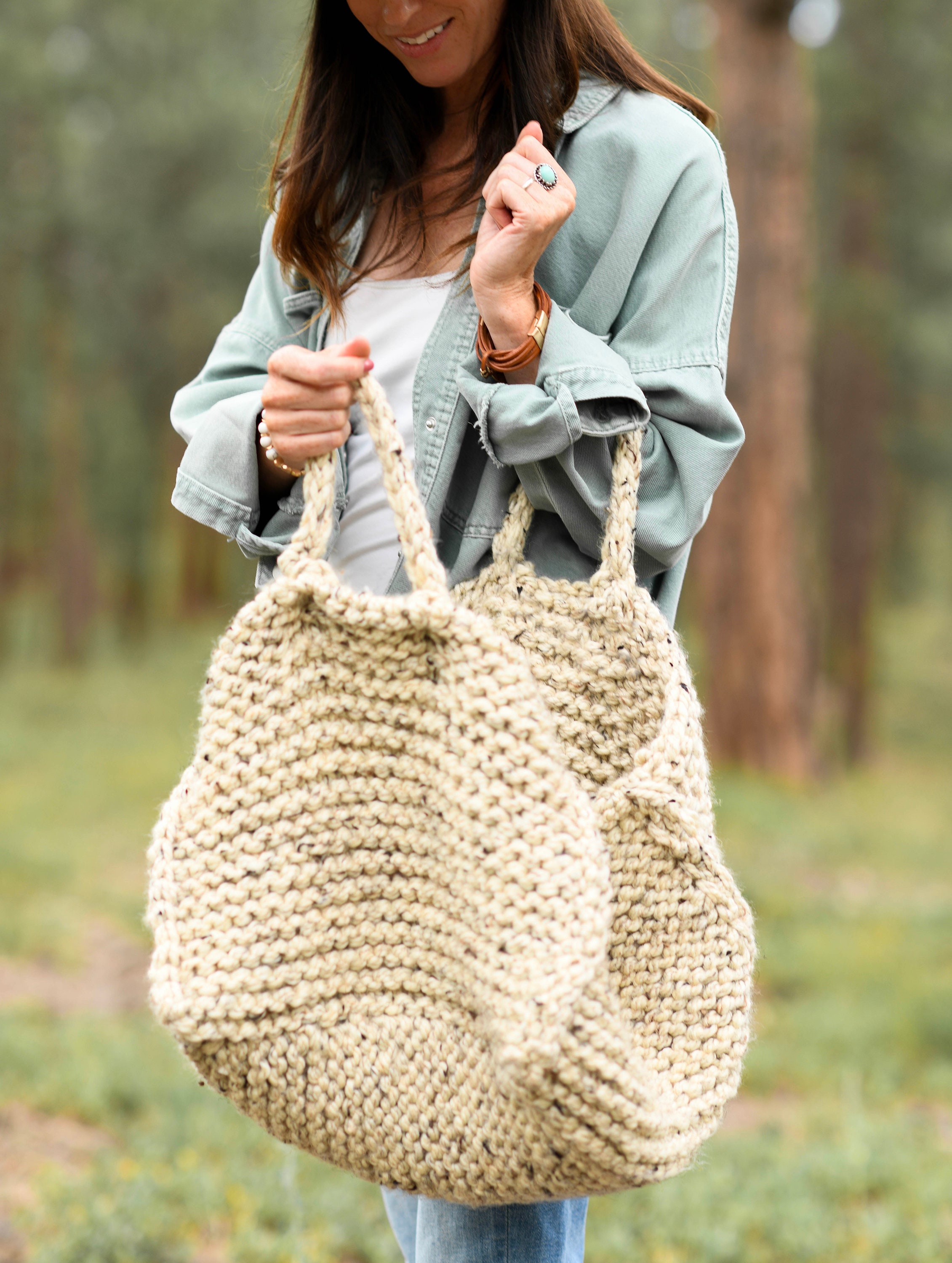 Glenwood Easy Tote Bag Knitting Pattern, Quick Knit Bag