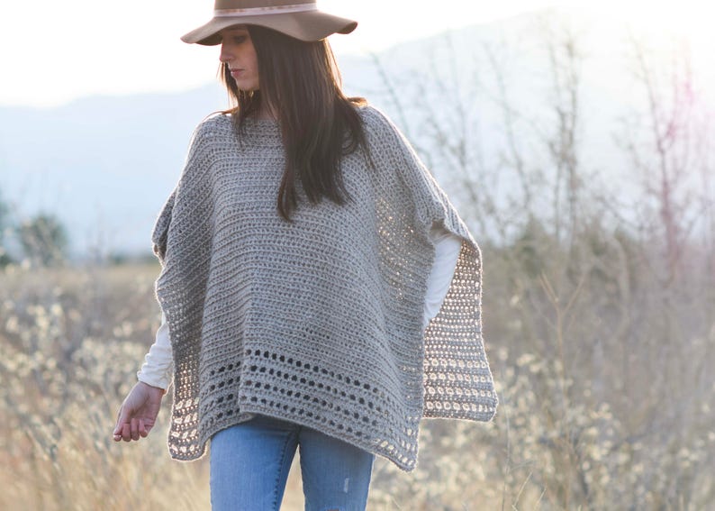 Alpaca Easy Crocheted Poncho Pattern, Taupe Poncho Pattern, Classic Crochet Poncho Pattern, Pretty Crocheted Poncho, Crocheted Top image 1