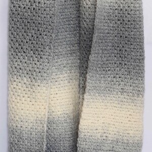 Crocheted Scarf Pattern, Crocheted Shawl Pattern, Easy Grey Crocheted Scarf, Bonfire Crocheted Scarf Pattern, Granite Stitch Scarf Pattern image 5