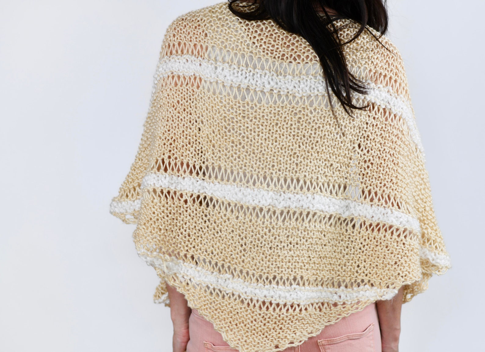 Triangle Wrap Top Knitting Pattern, Beginner Knit Shawl (PDF Pattern ...