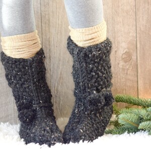 Mountain Chalet Knit Slipper Boots Pattern, Slipper Knitting Pattern, Easy Boot Knit Pattern, Knit Flat Slippers, Beginner Knit Slippers image 2