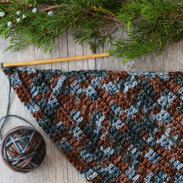 Anya Crocheted Triangle Scarf, Fall Scarf, Merino Wool Crochet Wrap, Shawl Pattern, Natural Shawl Crochet Pattern